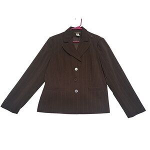 Chadwicks Womens Brown Pinstripe Blazer 16 AFC Polyester/Rayon Blend